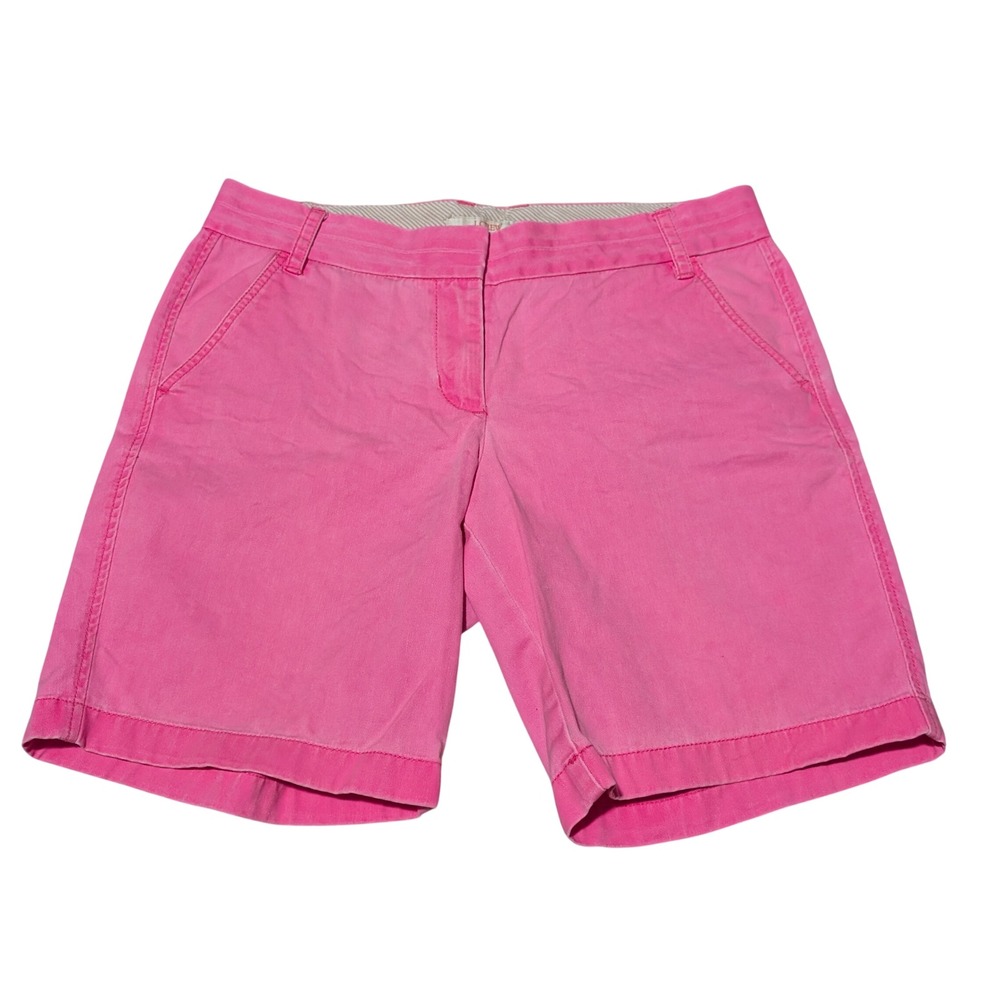 J. Crew Chino‎ Shorts Womens 8 Pink Broken-In Cotton Mid Rise Preppy Summer